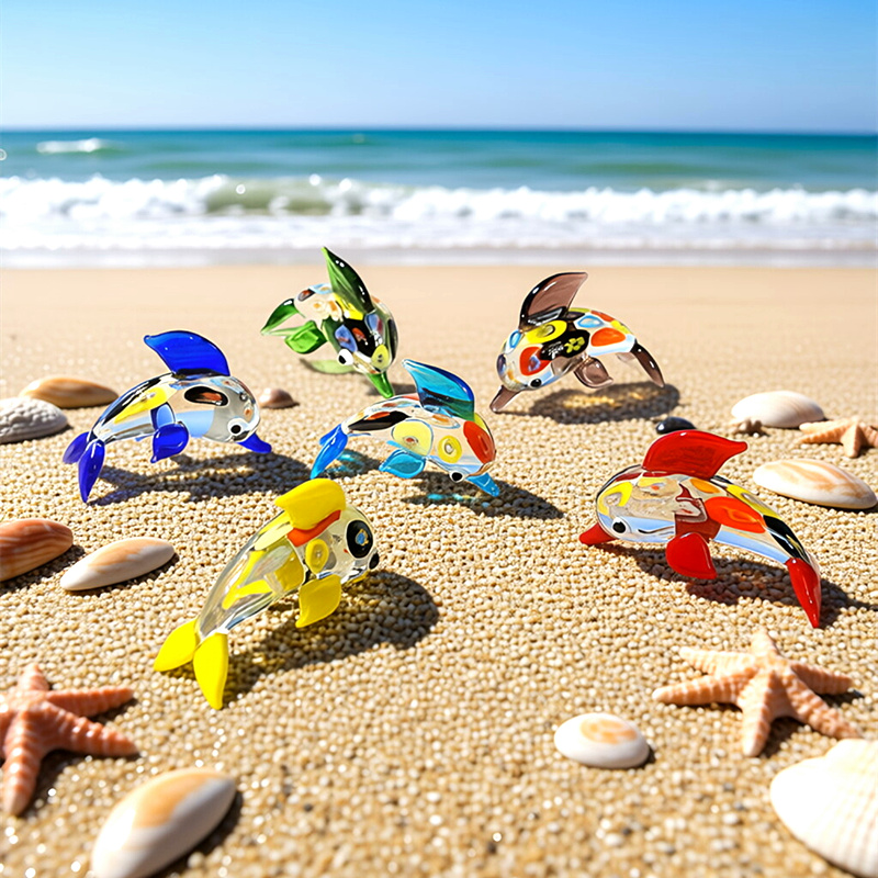 Marine Aquarium Europe - Colorful Miniature Glass Dolphin Figurine Cute
