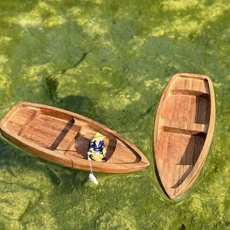 Aquarium Marina - Handmade Wooden Boat Mini Floating Boat