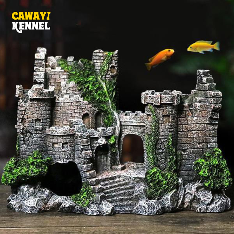 Aquarium Marina - Random Color Creative Castle Shape Fish