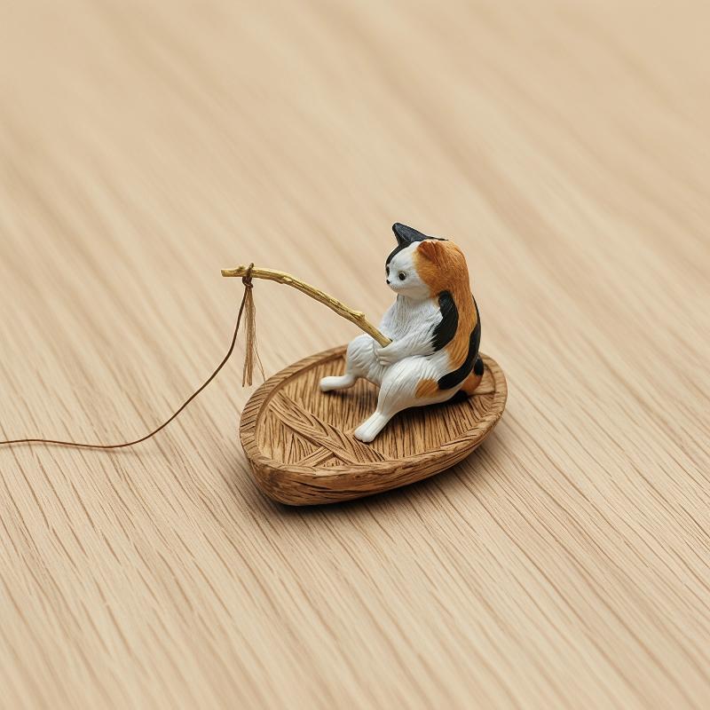 Aquarium Marina - Resin Cat Fishing Boat Aquarium Ornament