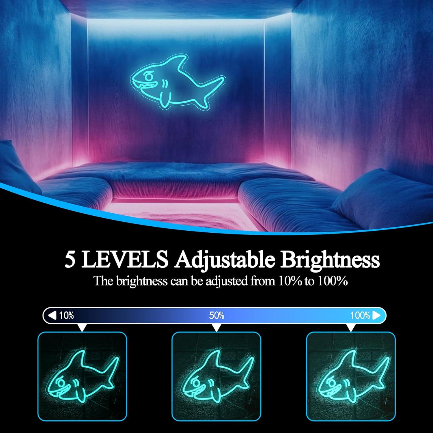 Shark Neon Sign USB Dimmable L - đánh giá và giá Marine Zoo