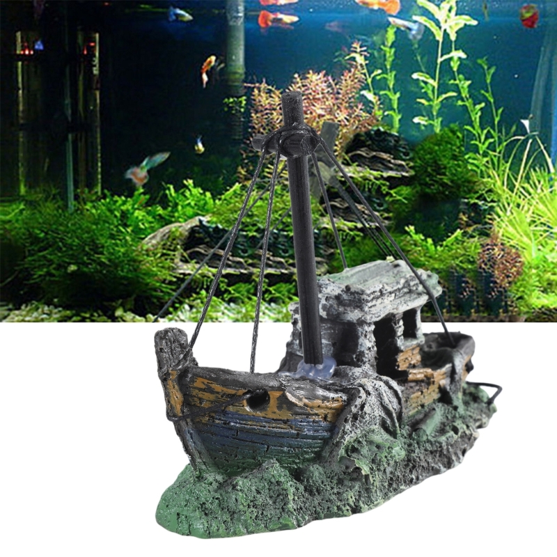 Aquarium Sunken Ship Decoratio - đánh giá và giá Aquarium Marina
