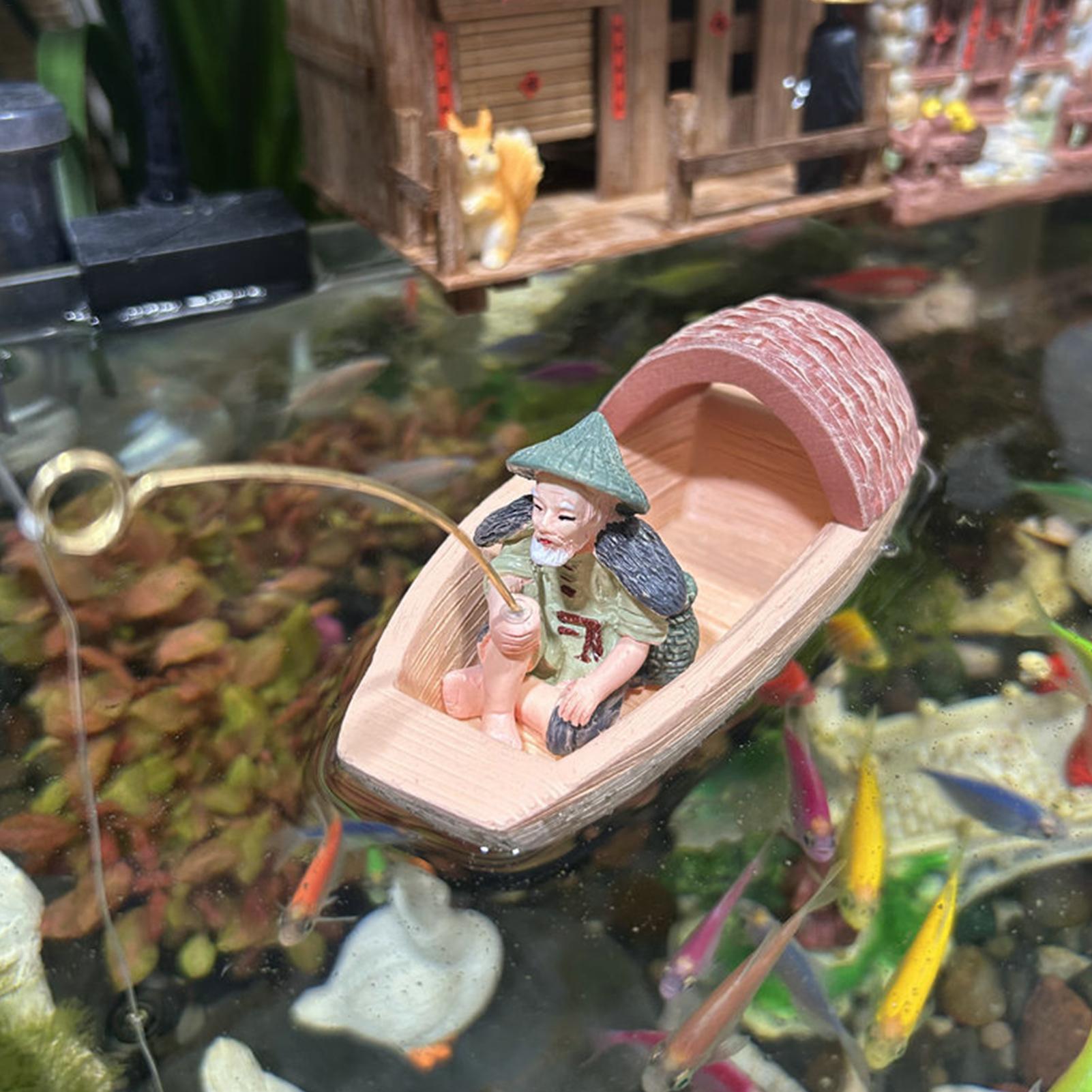 Resin Floating Fisherman Boat  - đánh giá và giá Aquarium Marina