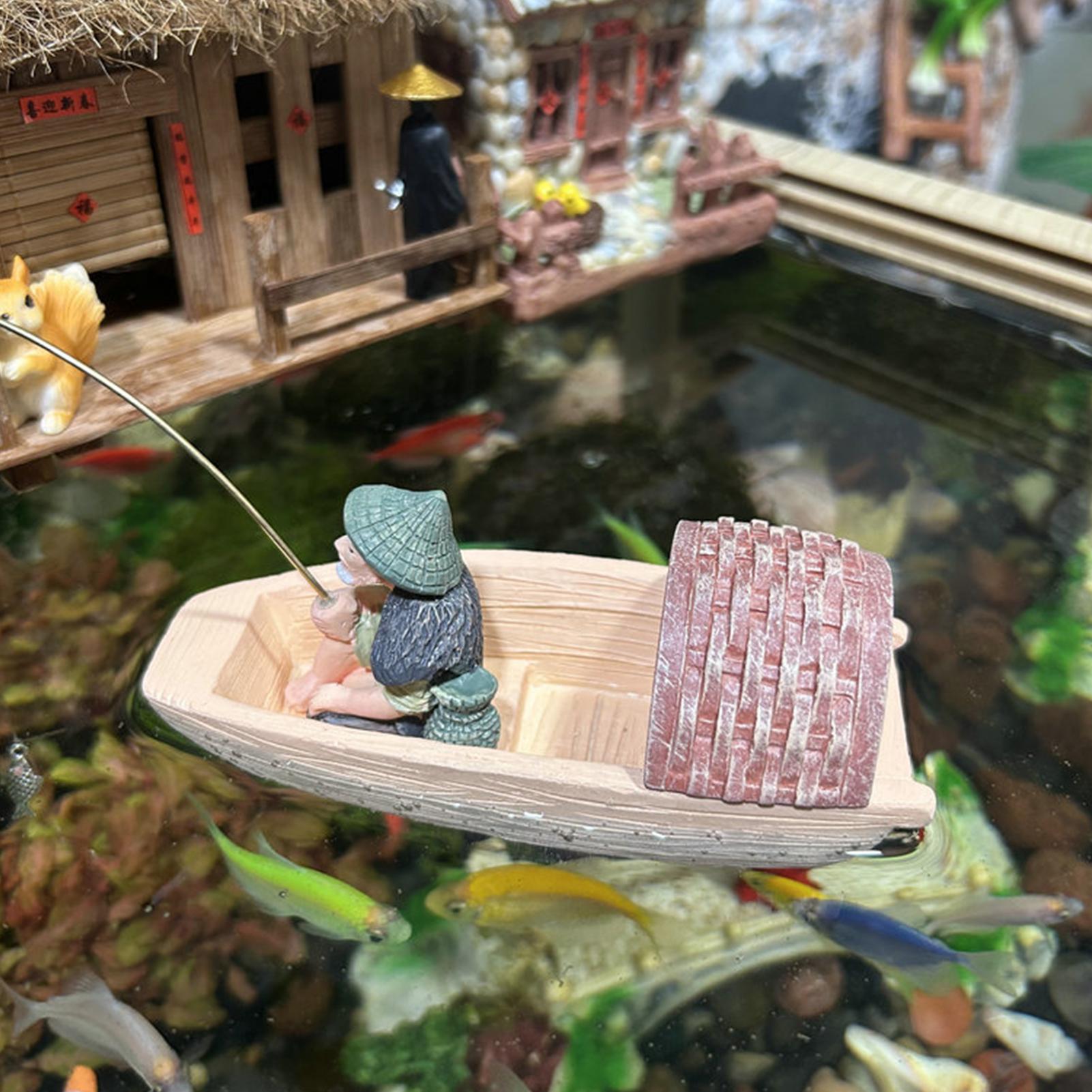 Resin Floating Fisherman Boat  - đánh giá và giá Aquarium Marina