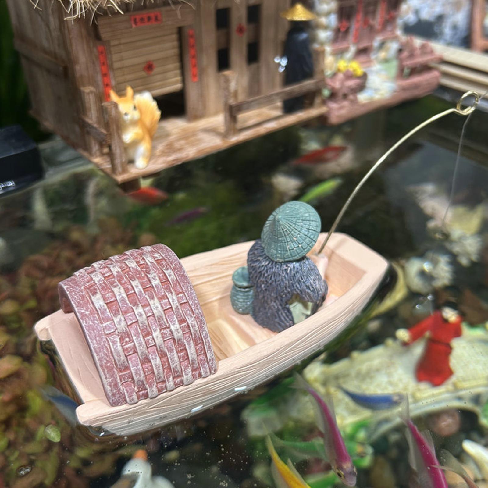 Resin Floating Fisherman Boat  - đánh giá và giá Aquarium Marina