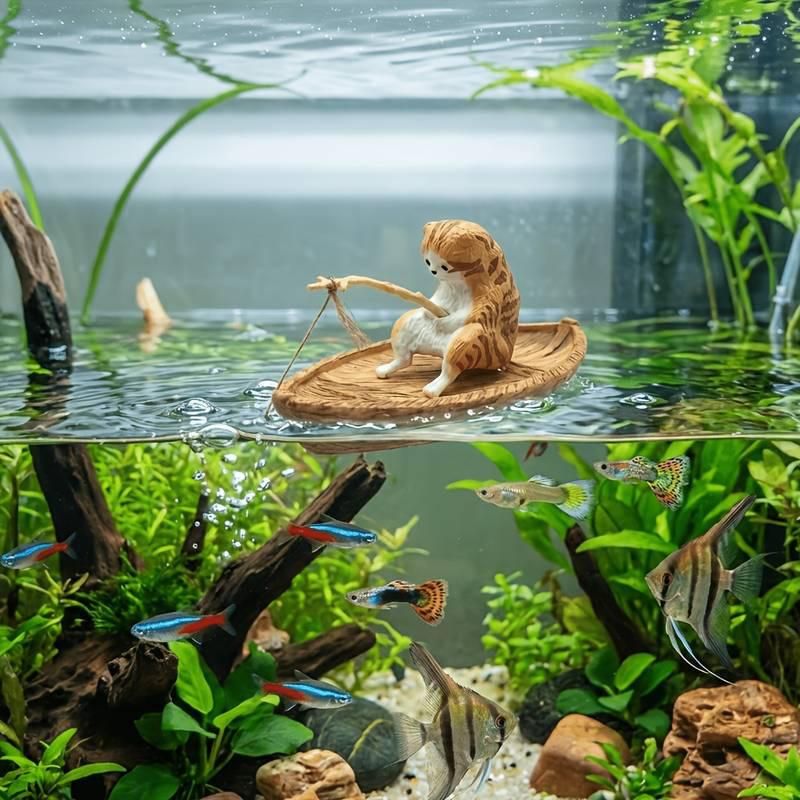 Resin Cat Fishing Boat Aquariu - đánh giá và giá Aquarium Marina