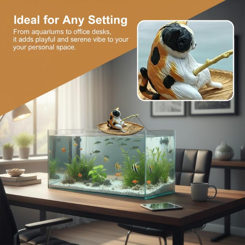 Resin Cat Fishing Boat Aquariu - đánh giá và giá Aquarium Marina
